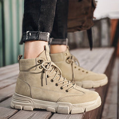 Men's Rugged Construction Service Boots Casual Lace up Walking Shoes