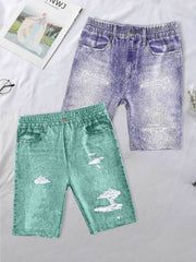 2pcs Girls Denim Bike Shorts Breathable Fit for Summer