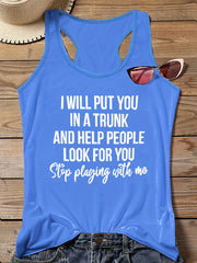 Casual Tank Top Women's Plus Slogan Print Vest Top