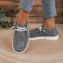 Women's Canvas Lace Up Outdoor Sneakers Lightweight Walking Shoes