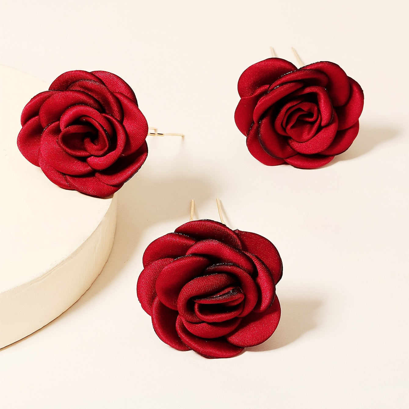 3pcs Rose Hair Pin Bridal Head Accessories U Shaped Hairpin