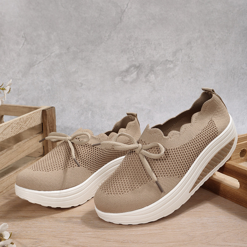 Women's Lightweight Knit Sneakers Low Top Slip On Shoes