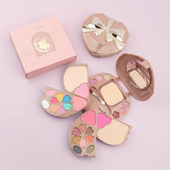 Heart-Shaped Makeup Box Set with Eyeshadow Palette Blush Foundation Powder