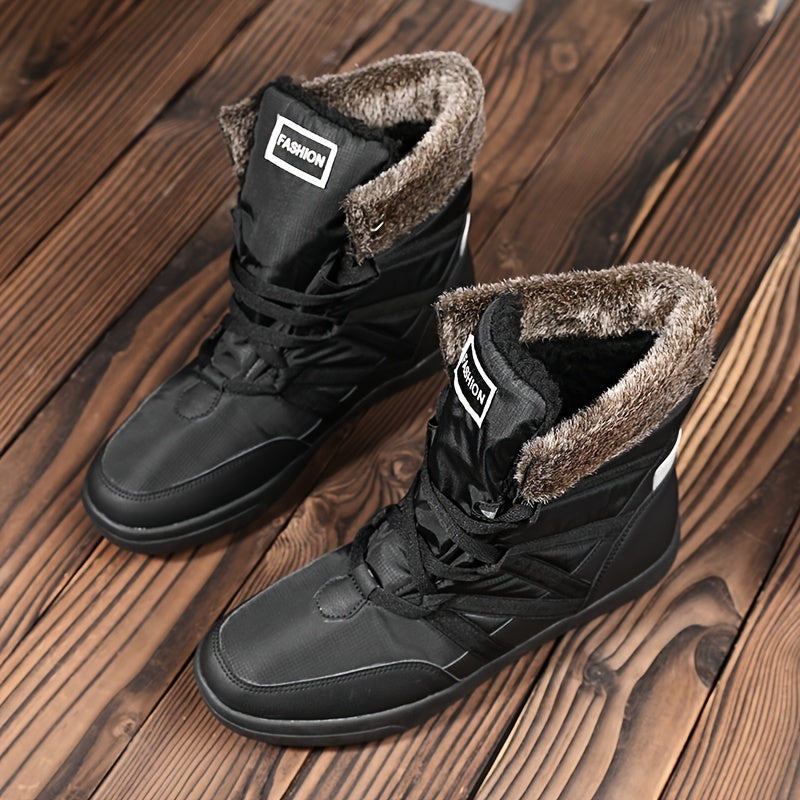 Men's High Top Snow Boots Winter Warm Fleece Non Slip Lace Up