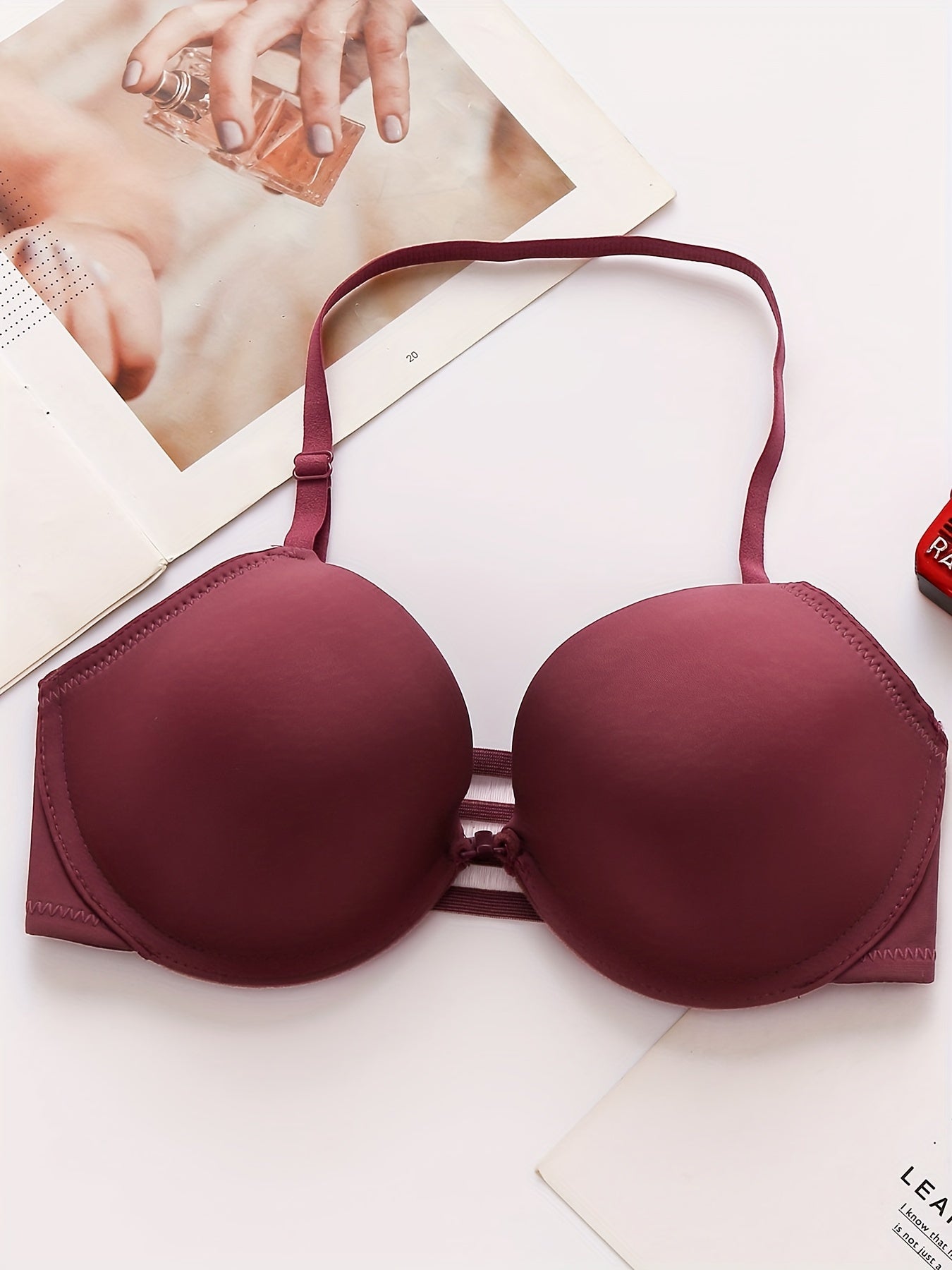 Solid T Shirt Bra Comfy & Breathable Push Up Bra Women's Lingerie