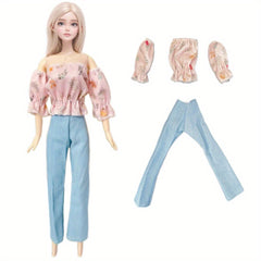 Doll Clothes Set - Party Wear Dress Gown Shirt Pants Outfit