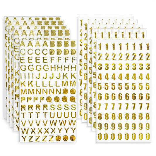 Golden Glitter Letter Number Stickers Self Adhesive DIY Craft