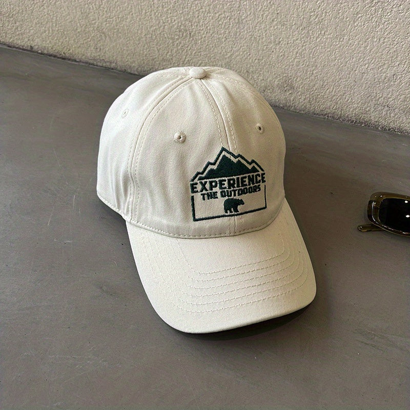 Unisex Sunshade Adjustable Baseball Cap With Bear Embroidery
