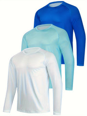 Men's Solid Long Sleeve Anti UV Sunscreen Fishing Shirt