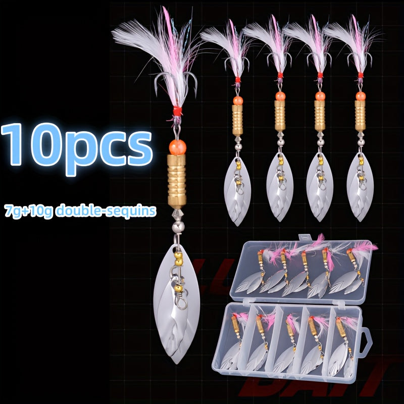 10PCS 7g 10g Sea Fishing Lure Hard Bait Spinner Lure Sharp Hook Perch Carp