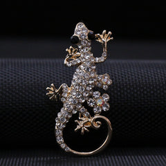 Rhinestone Lizard Brooch w/ Tassel Inlaid Faux Gemstone Accessory Sparkles