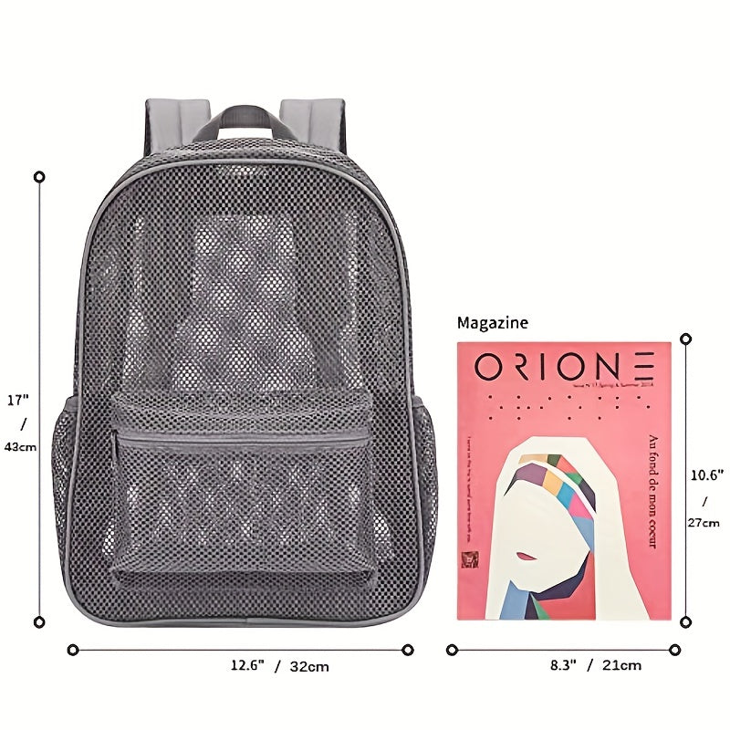 Semi Transparent Mesh Backpack Heavy Duty Lightweight Beach Bag