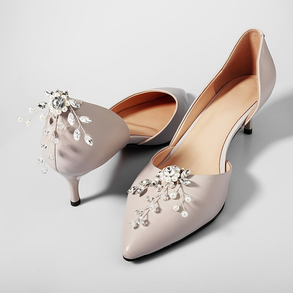 Crystal Pearl Rhinestone Shoe Clips for Wedding Party