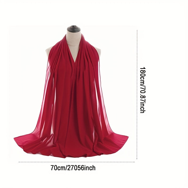 75D Pearl Chiffon Long Scarf Plain Scarf For Men Women