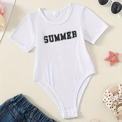 Toddler Girls Letter Graphic Rompers Onesie Kids Summer Clothes