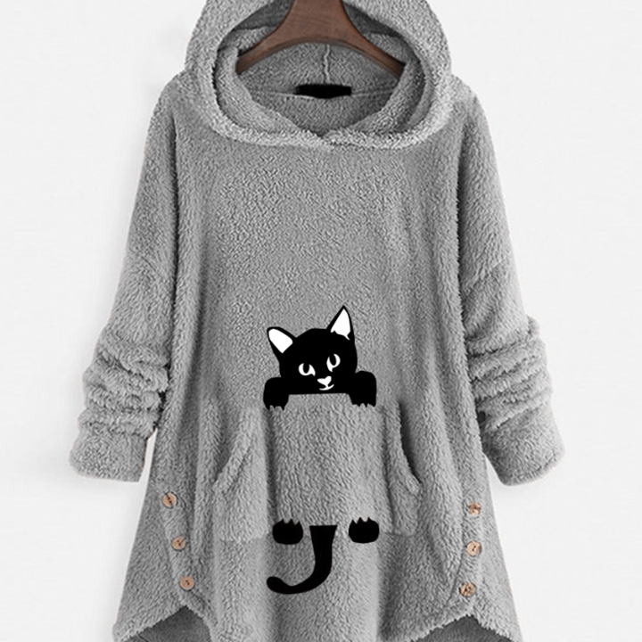 Fuzzy Cat Ear Hoodie Oversized Hooded Sweater Women's Clothing