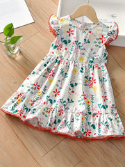 Short Sleeve Floral Dress for Toddler Girls - Summer Cotton Casual Dress