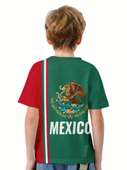 MEXICO 3D Print Boy's Casual Tees Kids Short Sleeve Crew Neck Comfy T shirt