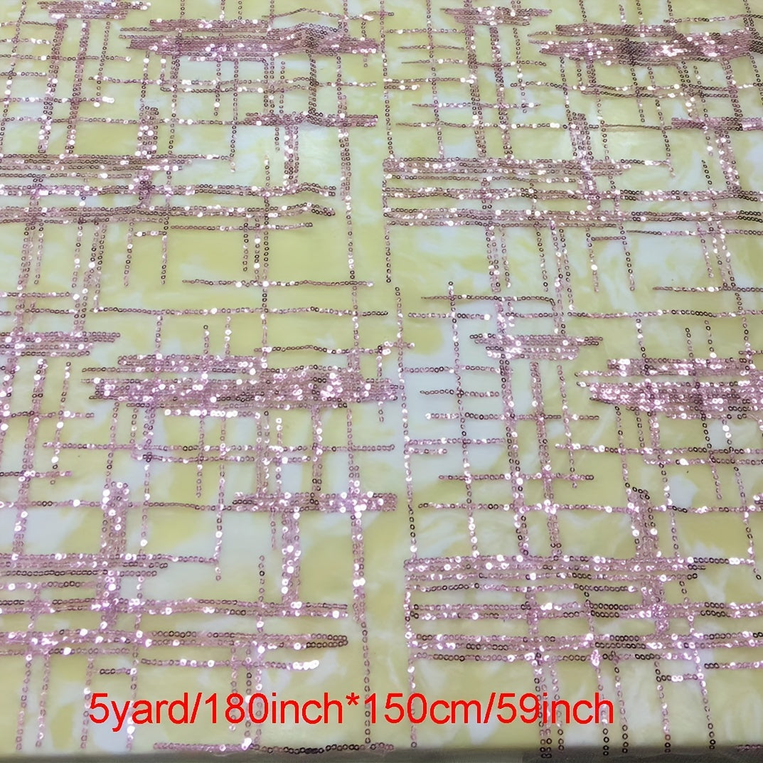 Mesh Sequin Embroidery Fabric Gingham Dress Lace Glitter Sequins