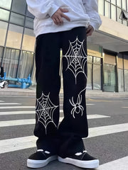 Spider & Web Print Jeans Mens Casual Denim