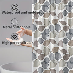 Waterproof Leaves Pattern Shower Curtain