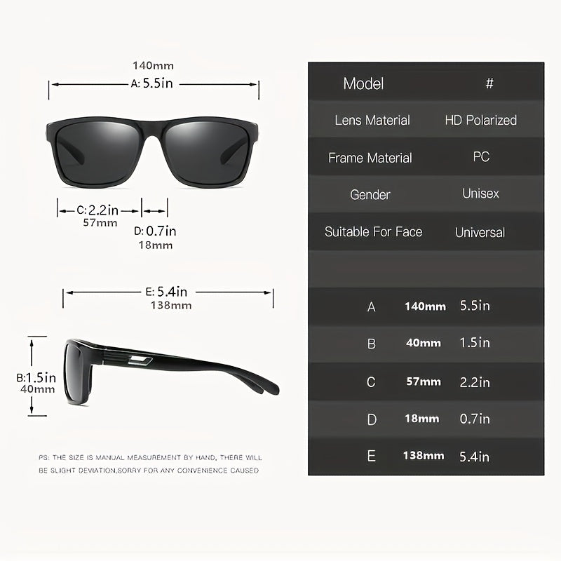 Polarized Square Frame Sunglasses for Men and Women