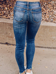 Retro Jeans Women's Plus Button Fly Cut Out Ripped High Stretch