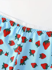 Strawberry Print Bra & Shorts Lounge Set