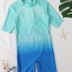 Boys Green Gradient Onesies Swimsuit