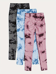 3pcs Tie Dye Seamless Yoga Pants High Stretch Leggings