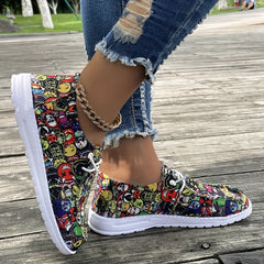 Colorful Skeleton Ghost Print Shoes Lightweight Sport Flat