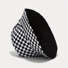 Plaid Print Bucket Hat Hip Hop Block Casual Basin Hat Unisex Fisherman Cap