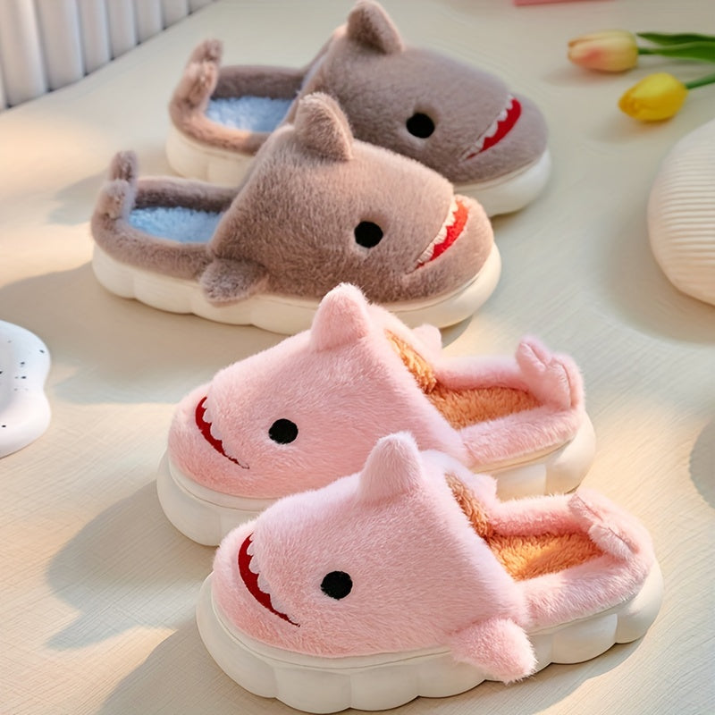 Shark Cartoon Slipper Fluffy Warm Non-slip Indoor Shoes