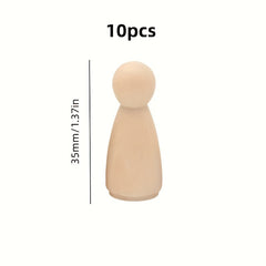 10pcs Wooden Nail Dolls 4.29cm Birch Wood DIY Painting Doll Small World Game