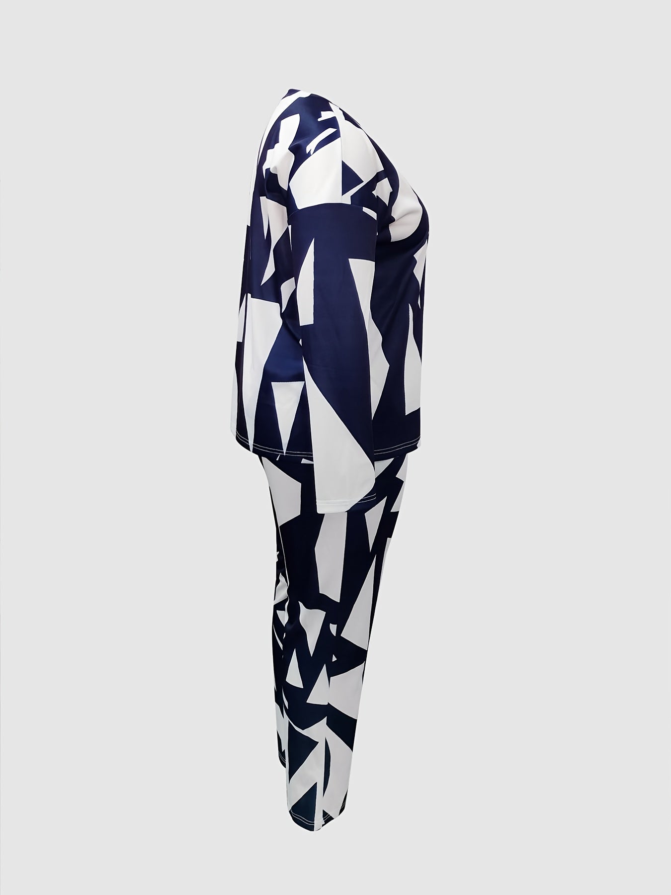 Geometric Print 2pcs Set Women's Plus