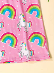 Toddler Girls Rainbow Unicorn Ruffle Trim Dress