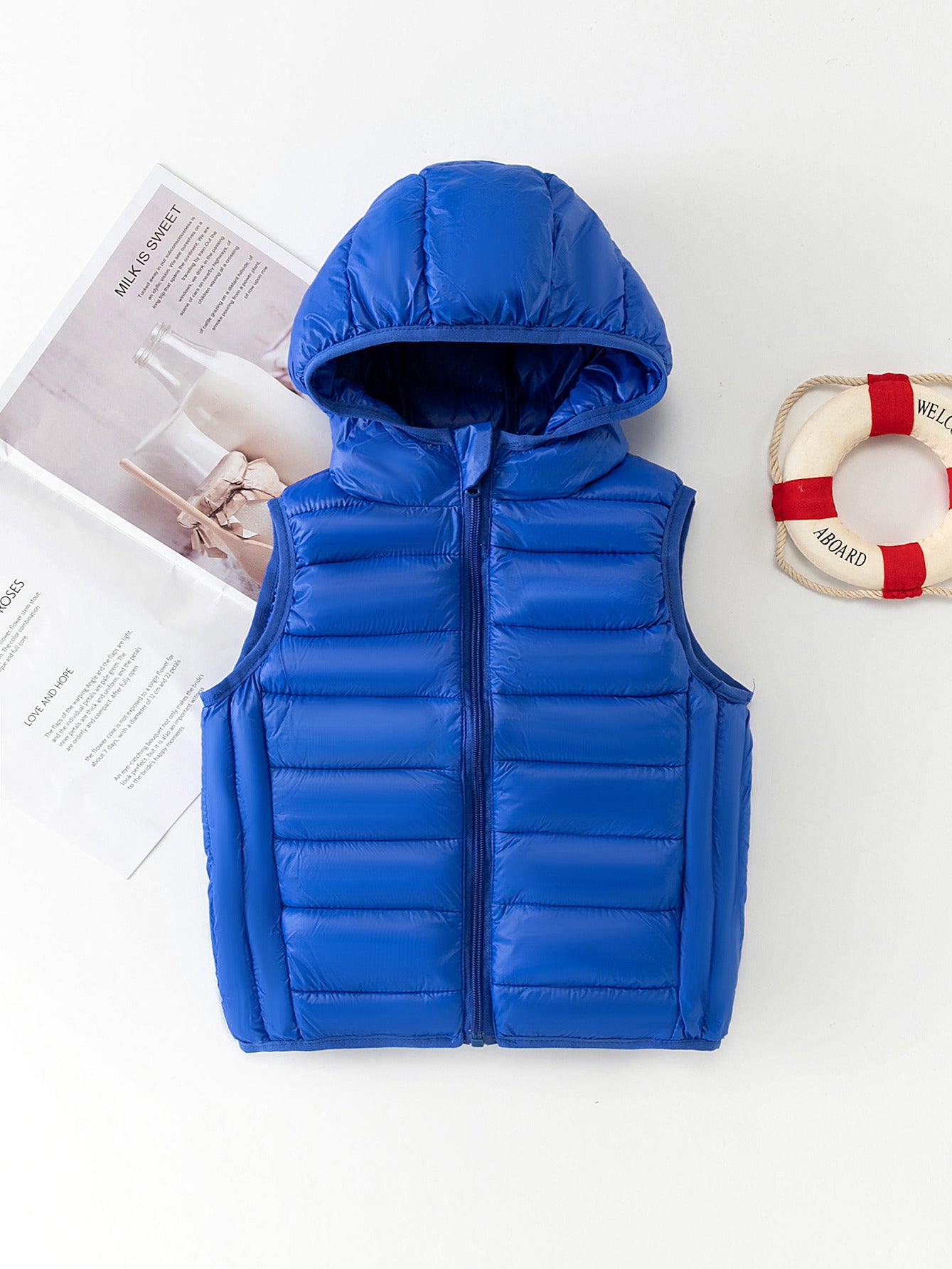 Boys Puffer Vest Hooded Zip Sleeveless Jacket Kids Clothes Winter