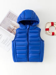 Boys Puffer Vest Hooded Zip Sleeveless Jacket Kids Clothes Winter