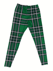 Plaid Print Skinny Leggings Stretchy Casual Leggings