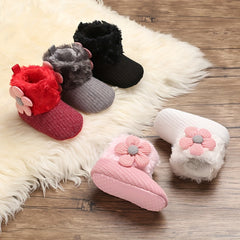 Flower Comfortable Baby Girls Fleece Boots