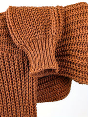 Solid Lantern Sleeve Chunky Knitted Cardigan