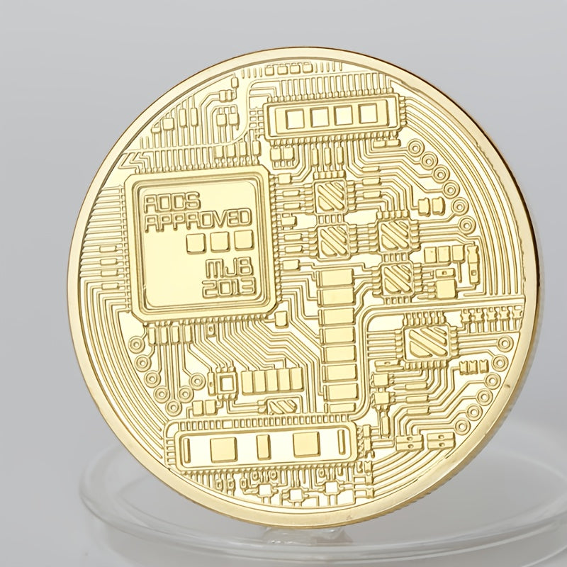 Bitcoin Collectible Coin with Display Rack - Perfect Gift