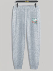 Tulip Print Men's Pants Drawstring Sweatpants Loose Casual Trousers