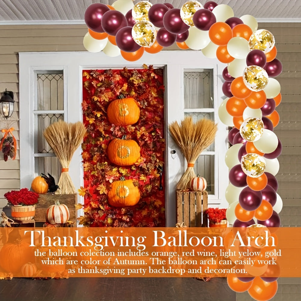 95pcs Thanksgiving Balloons Fall Party Supplies Balloons & Maple Leaves Decor