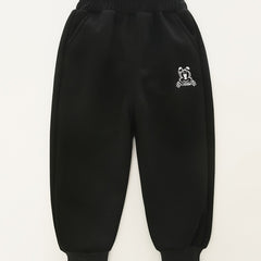 Boys Cartoon Embroidered Fleece Thermal Sweatpants