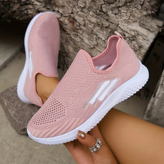 Women's Pink Breathable Slip On Running Shoes Lightweight Low Top
