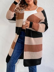 Colorblock Long Sleeve Open Front Cardigan