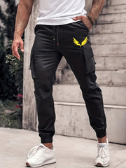 Eagle Pattern Cargo Pants Men's Flap Pocket Trousers