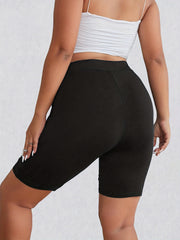Women's Solid Wide Waistband Biker Shorts