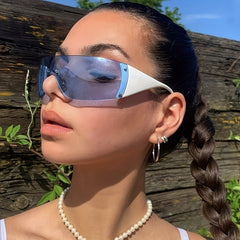 Y2K Rimless Sunglasses Solid Tinted Lens Stars Detail UV Blocking